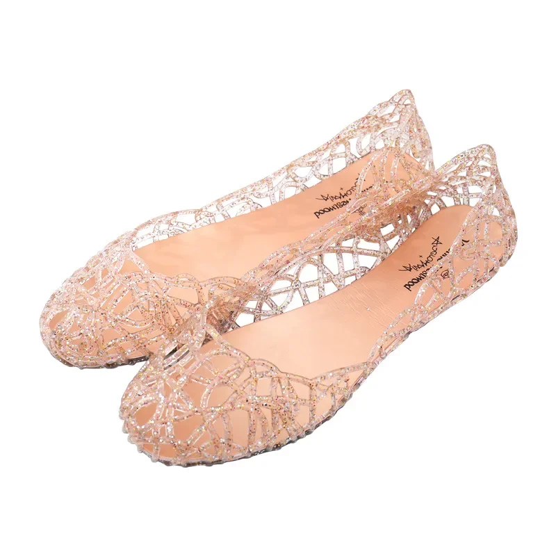 Sandals Summer Women Casual Sandals Hollow Breathable Shoes Fashion Round Toe Shoes Crystal Jelly Nest Crystal Slippers Shoes