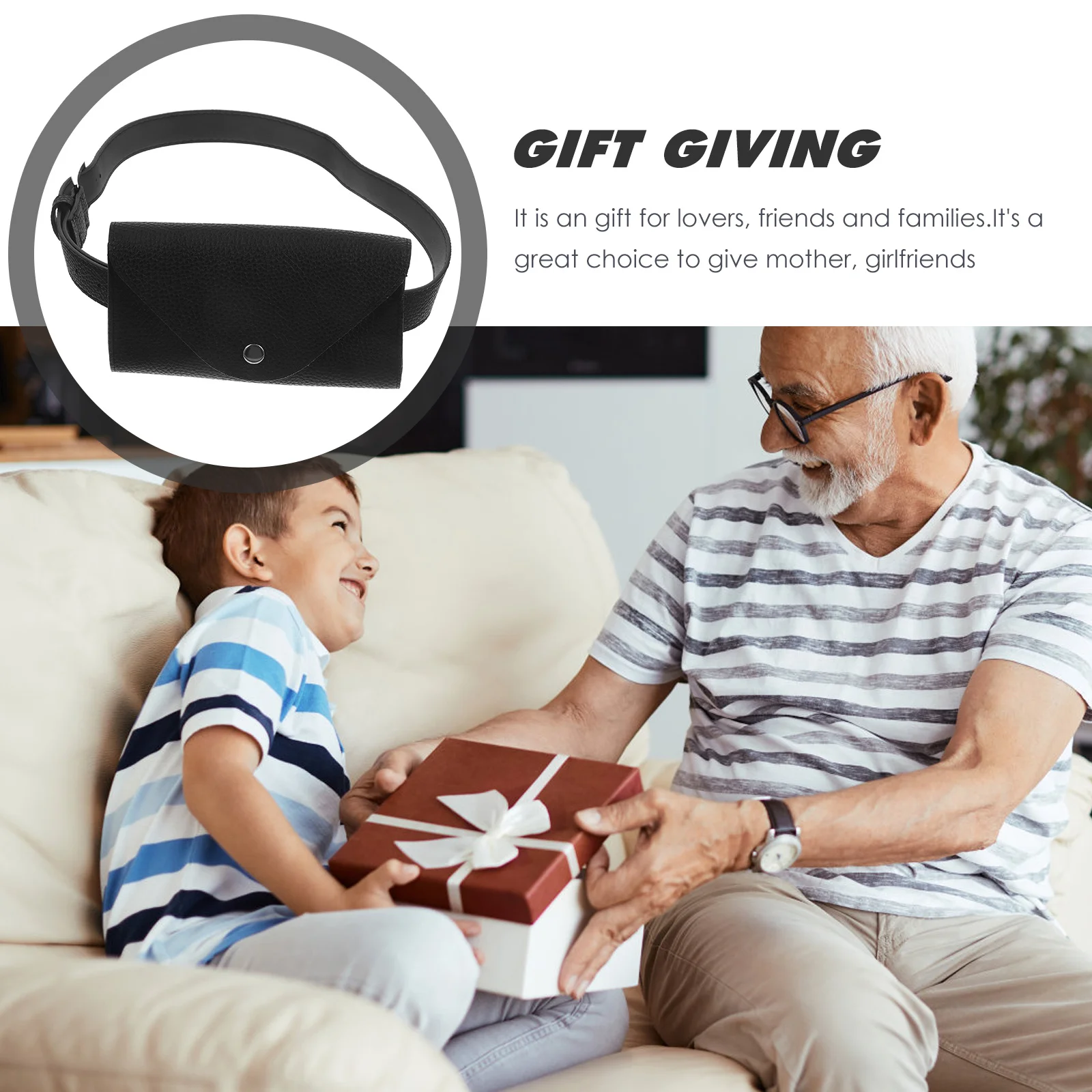 حقيبة هاتف مغلف صغيرة سوداء من البولي يوريثان، حقيبة خصر للنساء، مناسبات عالية السعة، حقيبة حزام أنيقة، حقيبة خصر من البولي يوريثان