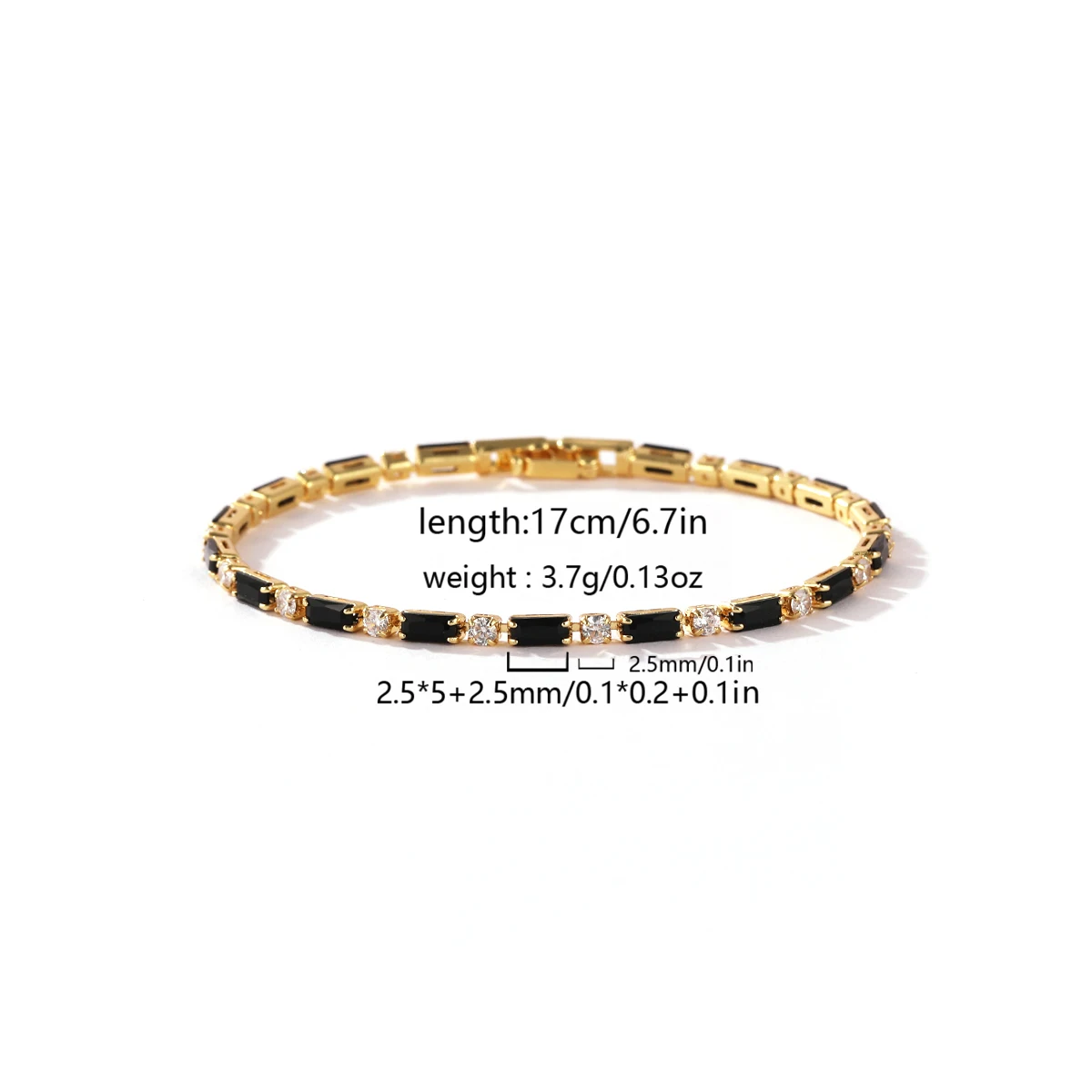 18K Vergoldete Schwarze Iced-Out Zirkonia Tennis-Armbänder für Damen und Herren, Kristall Verstellbares Armband, Hippie-Schmuck – Detail 10