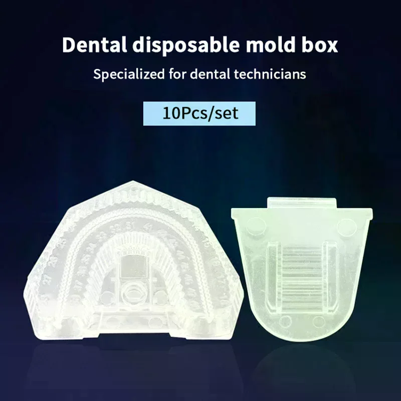 /ACR/Dental Transparent Disposable Mold Base Denture Tray Sectioned Base Kit 10 Pcs For Dental Lab Tools Plastic Clear Base Box