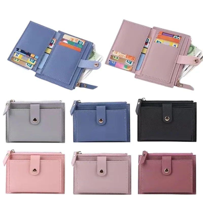 Hasp Mini Coin Money Purse Zipper Credit Card Holder Women Fashion ID Card Multi-slot Wallet Leather Holiday Gifts for Men Women