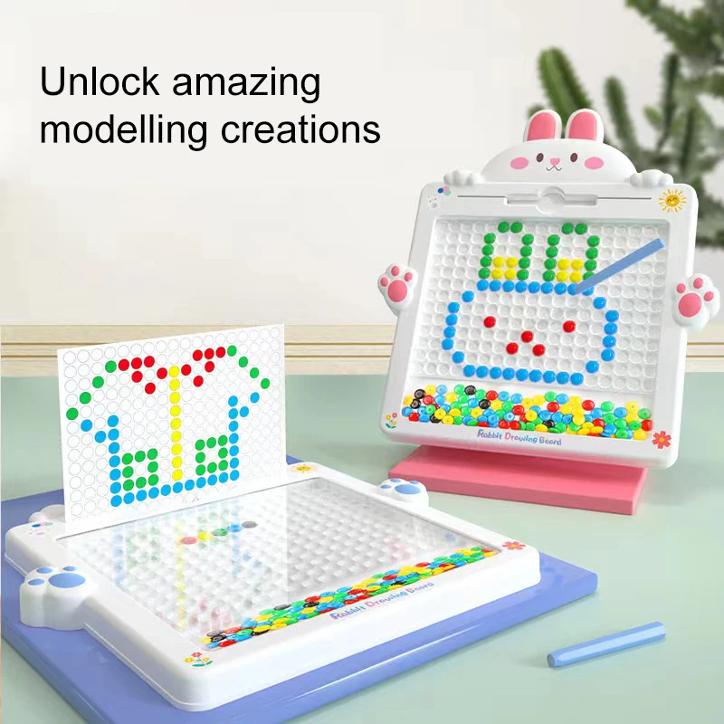 

Magnetic Drawing Board Kid Toys Cute Rabbit Large Doodle Board with Magnet Beads and Pen Montessori Educational Preschool Toy