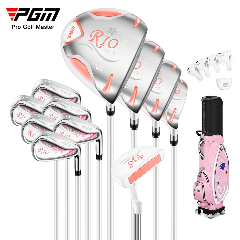 PGM RIO3 Ladies 11pcs Complete Golf Club Set With Golf Bag Titanium Driver For Female Golfer Swing Practice Indoor Outdoor Golf