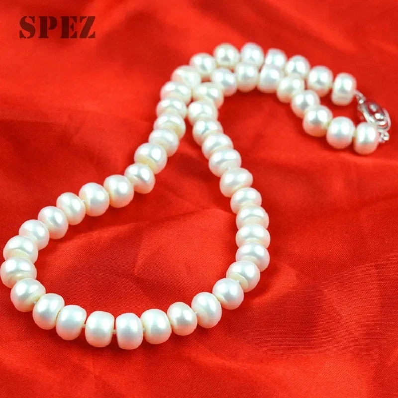 9-10mm Genuine Freshwater Pearl Necklace for Women Natural Pearl Strand Necklace Elegant Jewelry Gift 5