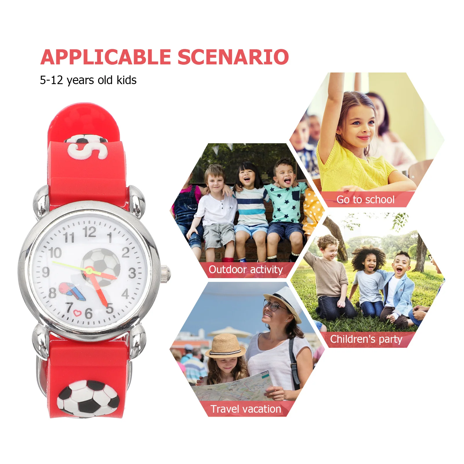 ساعة كرتونية بحزام مطاطي قابل للتعديل ومينا شفافة هدية عيد ميلاد للطلاب #1