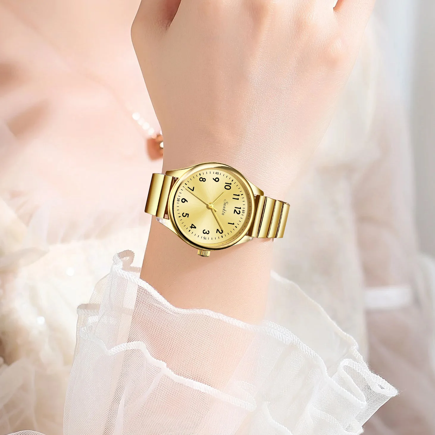 SUNKTA Women\'s Wristwatch Luxury Fashion Elegant Ladies Watch Waterproof Watch for Woman Stainless Steel Bracelet Reloj Mujer
