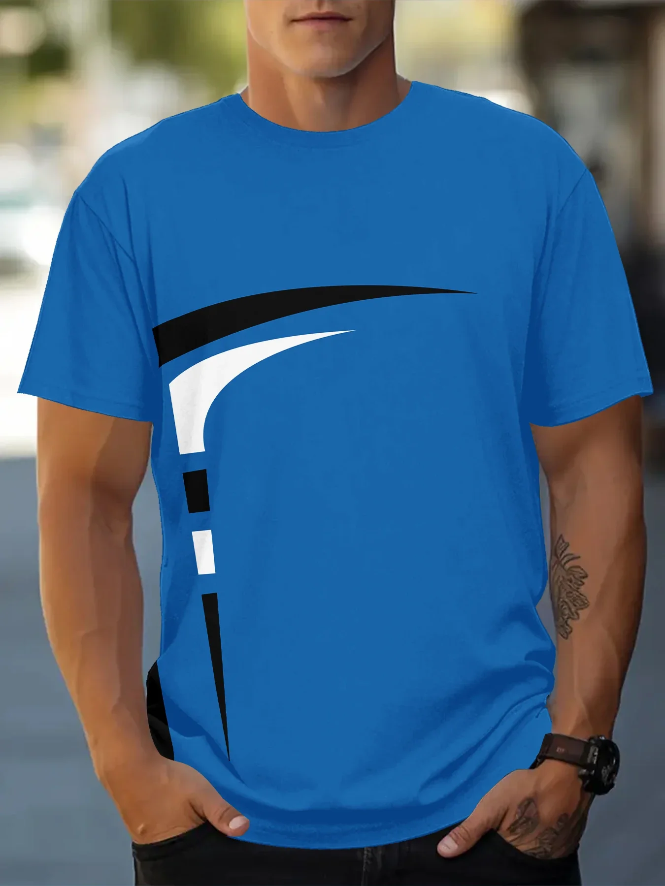 

Men's t-shirt with multi-element print, simple style, round collar, short sleeve, comfortable clothing, summer fashion, new, 202