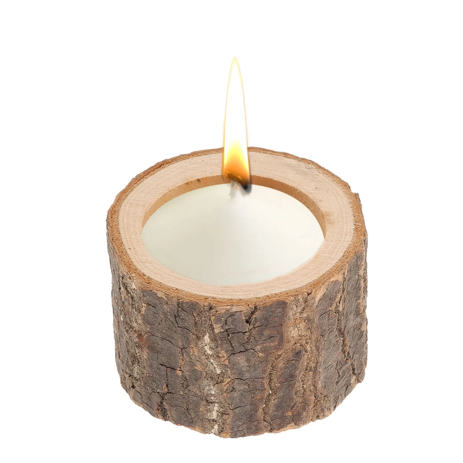 5Pcs Wooden Candleholder Creative Shape Design for Home Wedding Christmas Party Decorations (Coffee) Natural Candlestick