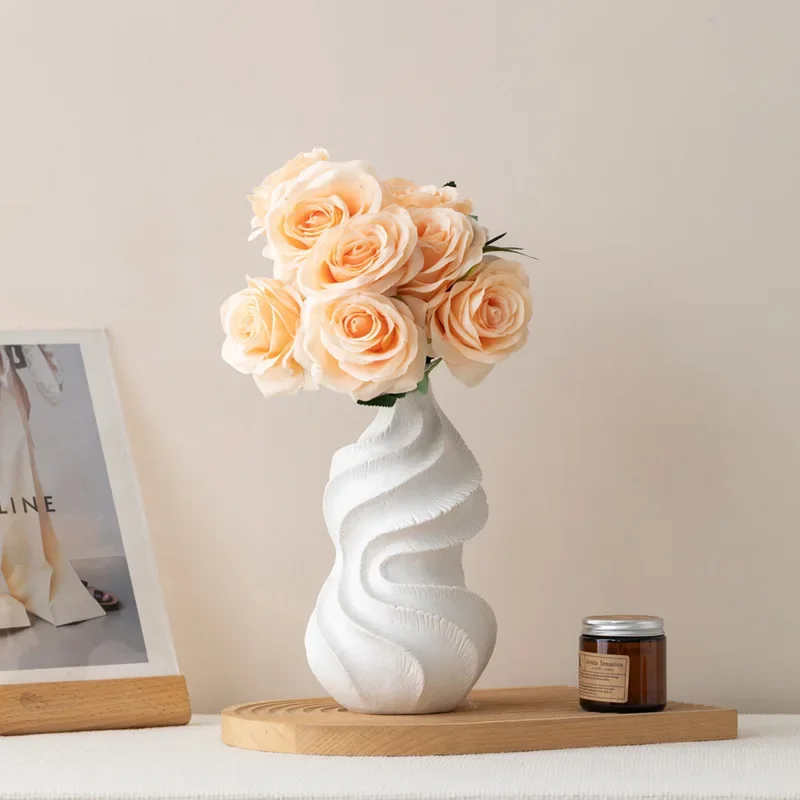 CAPIRON Ceramic Gourd Vase White Black Boho Pampas Grass Flower Nordic Minimalist Living Room Home TV Stand Decoration Bud Pot