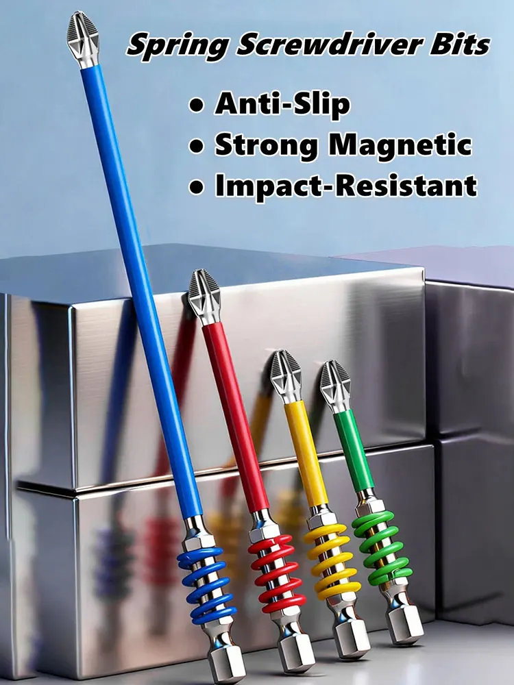 PH2 Spring Screwdriver Bits Magnetic Driver Screw Anti-slip 65/70/90/150mm 1/4'' Hex Shank Drill Head Electric Repair Tool