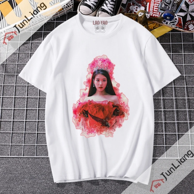 Iu Elegant and Youth Woman Blouses Music Korean Pop Girl T Shirt for Women Lee Ji Eun Harajuku Fashion Manga Y2k Tops Kpop Tees