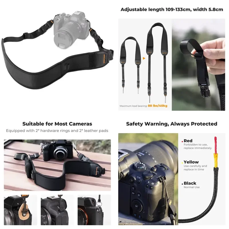 for  Concept Camera Neck Strap Adjustable Nylon with Extra Small Battery Bag Safety Buckle for Photographers