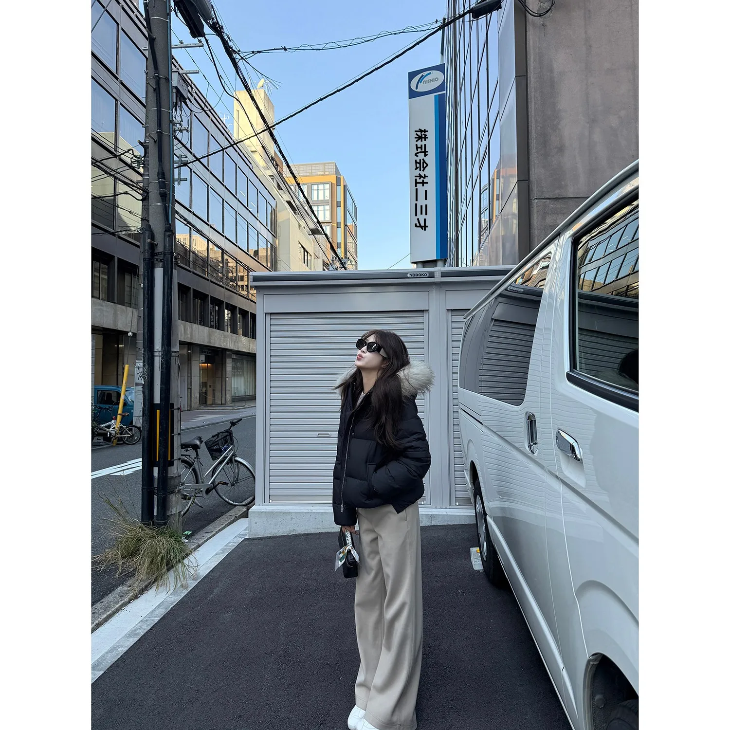 

AHY Women's Winter Faion Tee-Piece Set Du down Jaet Casual Pants Wool Base irt High Waist Long Sve Stand Collar