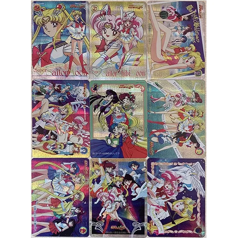 Anime Characters DIY Collectible Cards Tsukino Usagi Sailor Moon Daki Laser Flash Cards Boy Play Toys Christmas Birthday Gifts