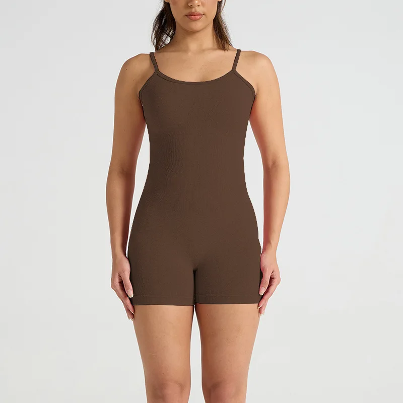 

Seamless yoga tights summer new sexy strap abdominal control workout jumpsuit fitness shapewear one piece