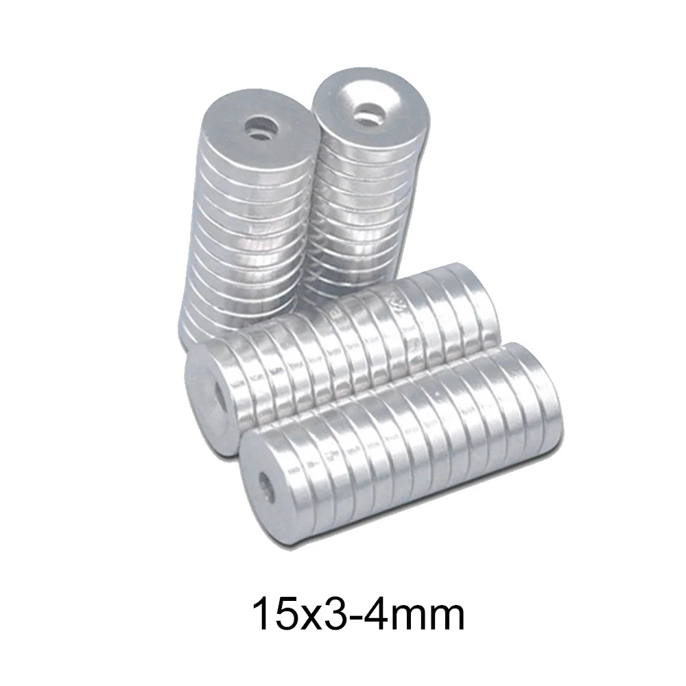 10 pz 15 x3-4 N52 Iman potente magnete da pesca al neodimio cubo rotondo con foro Imanix Imas staffe magnetiche saldatura magnetizzare