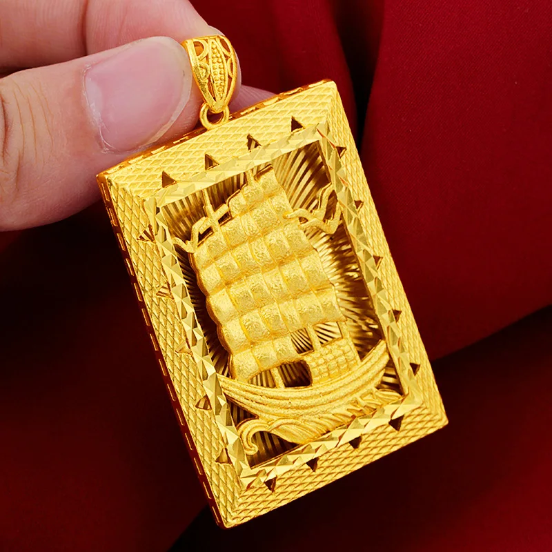 Smooth Sailing Smooth Sailing Square Pendant For Men & Women 24K Gold AU999 | Bright future, smooth all the way