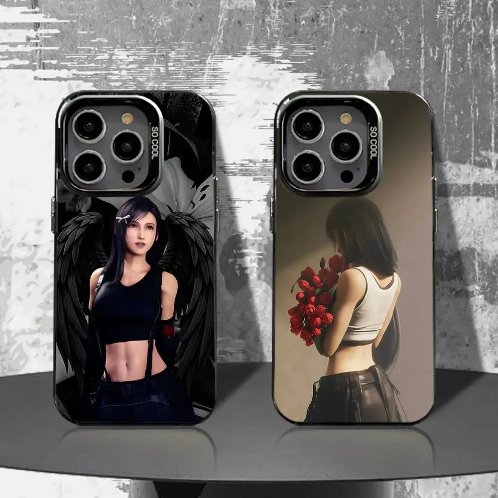 

Tifa F-Final F-Fantasy Phone Case For iPhone 16,15,14,13,12,11,Pro,XS,Max,Plus,Mini,SE4,E Black Matte Shockproof Cover