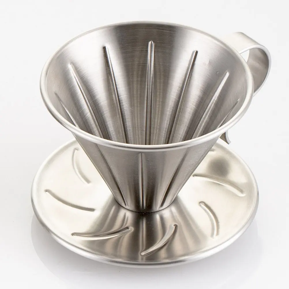 

Stainless Steel Coffee Dripper Professional Drip Filter Cup for 1-4 Cups Silver Heavy Duty Reusable Eco Friendly Fast Flow