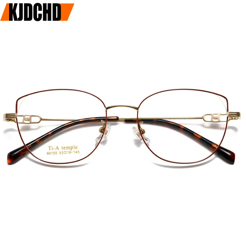 kjdchd-超軽量ファッションチタンフレーム女性キャッツアイ眼鏡近視遠視処方女性の光学メガネ