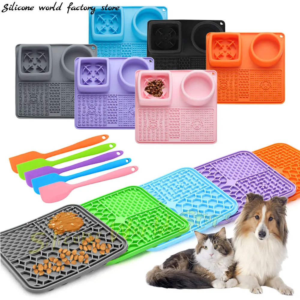 

SW Pet Licking Pad Dog Cat Lick Silicone Mat Pet Slow Food Plate Feeding Bowl for Sucker Foods Training Dogs Bathing Distraction