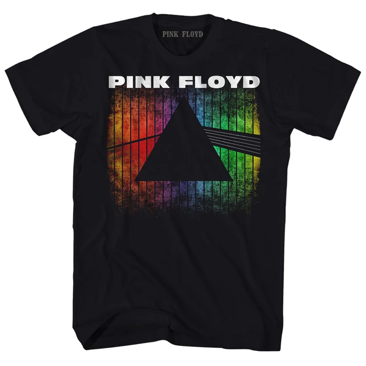 

Pure Cotton ort Sve T-irt Men's Ro Punk Sle Direct Print American Retro Floyd Band Rainbow Prism Design Summer Tee