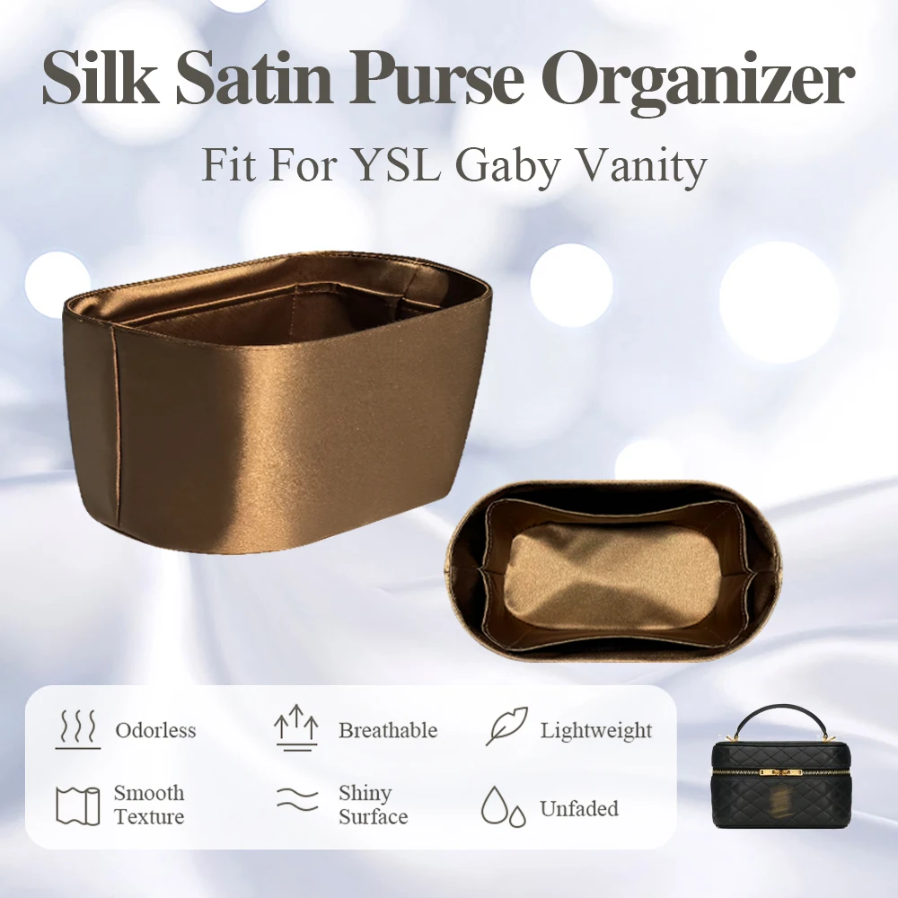 

Silk Satin Purse Organizer Insert Fit for YSL Gaby Vanity Makeup Box Mini Inside Bag Organizer Insert Inner Liner Bag Organizer