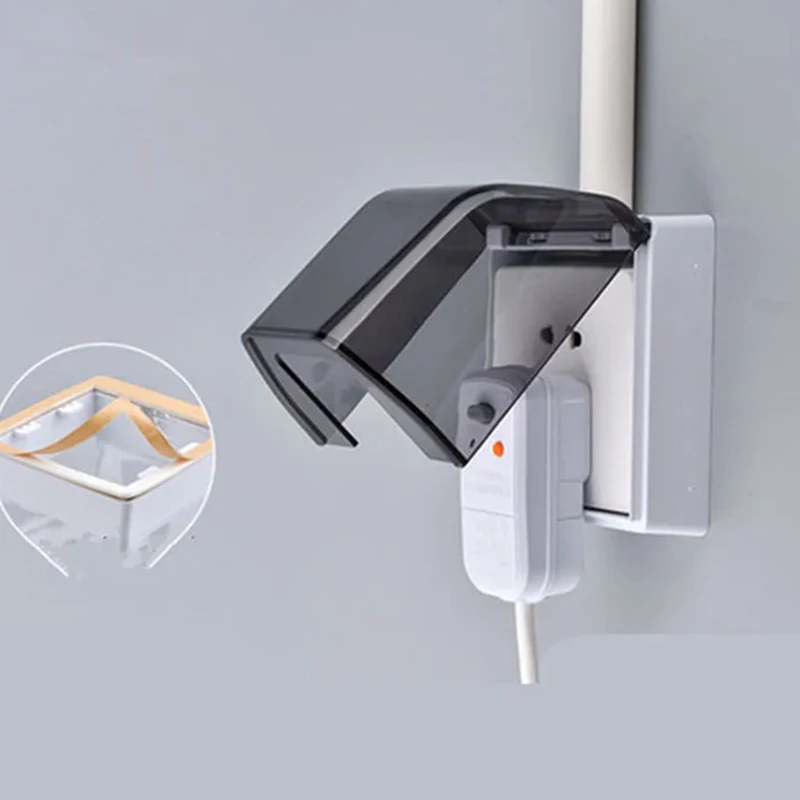 86 Type Heightened Waterproof Splash Box Self-adhesive Electrical Wall Socket Switch Protection Cover Bathroom Accessories