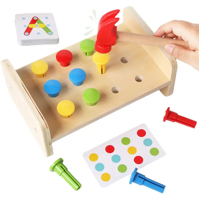 

Wooden Hammer Bench Toy Hammer And Nail Playset Toy Puzzle Enlightenment Preschool Learning Toys For Birthday Children's Day