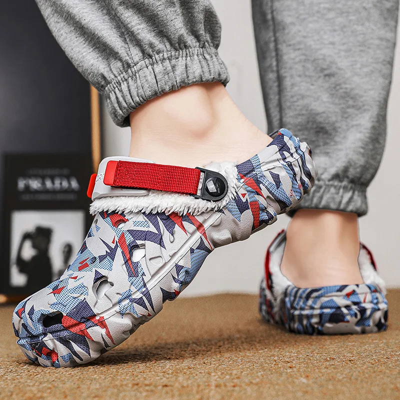 YRZL شبشب رجالي قباقيب الشتاء الدافئة فروي أفخم إيفا الشرائح لينة مريحة عدم الانزلاق شبشب منزل حذاء كاجوال للرجل