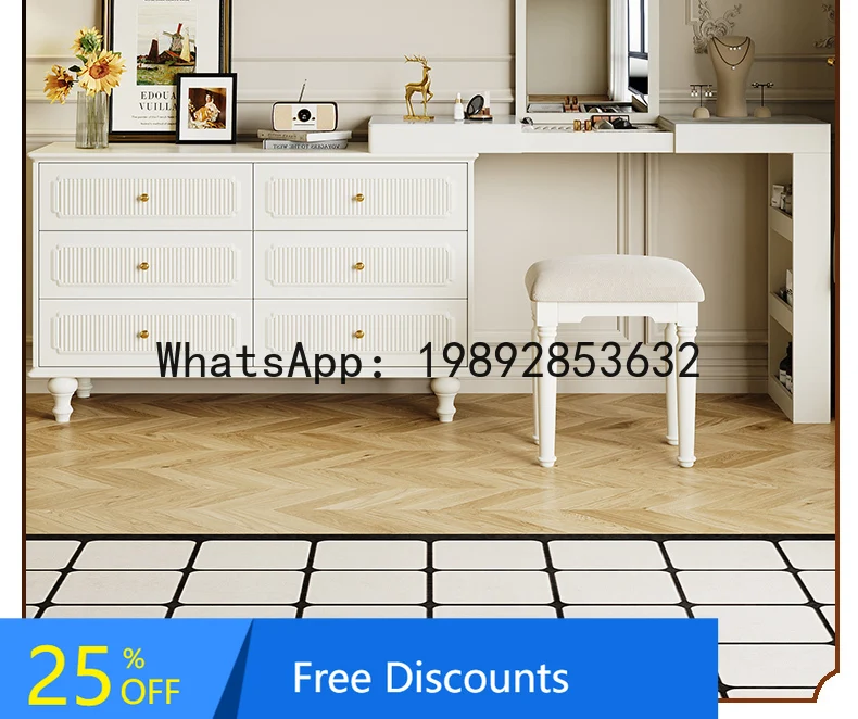 

YFY French Retro Dresser Vanity Table Bedroom Light Luxury Corner Makeup Table New American Style Bedside Dresser Flip Cover