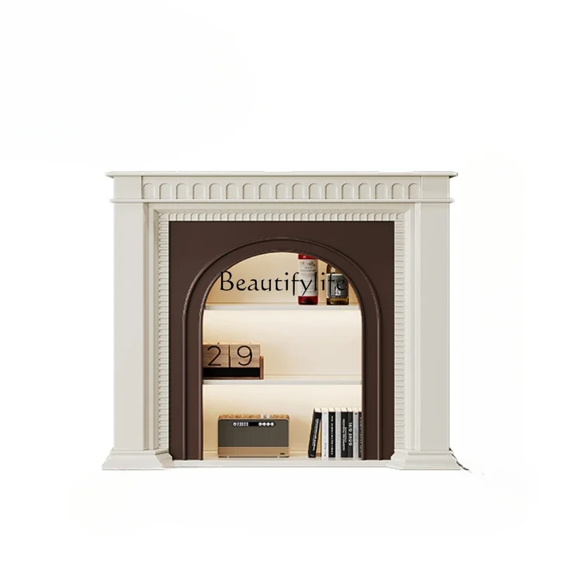 

FG40French cream style solid wood decoration retro living room entry fireplace porch cabinet