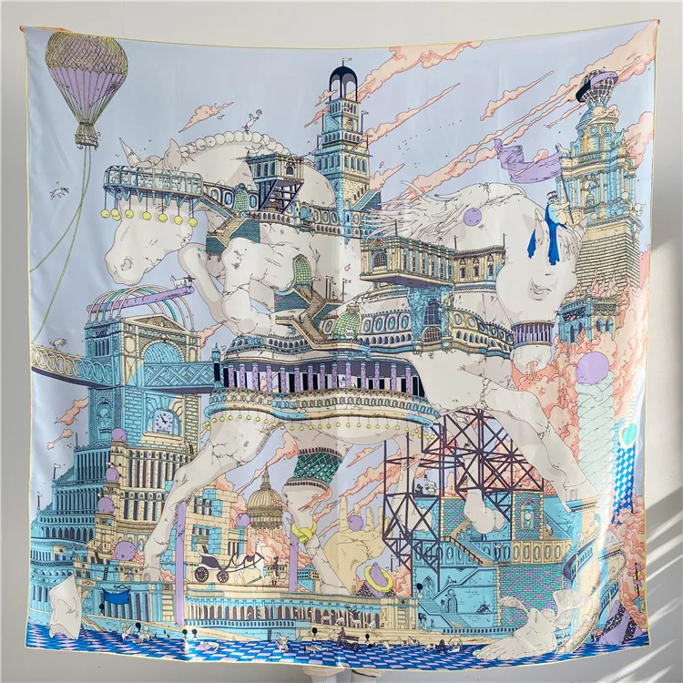 

Новый шарф неограниченный шелковый саржевый шелк 140 квадратный шарф шелковый шарф осенне-зимняя шаль оптом с элементами животных