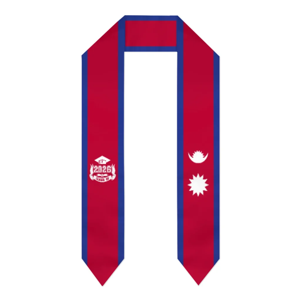 

Платок-шарф с флагом Непала для выпускников 2026 года, с принтом, для международных программ обучения за рубежом, унисекс, 183*15 см