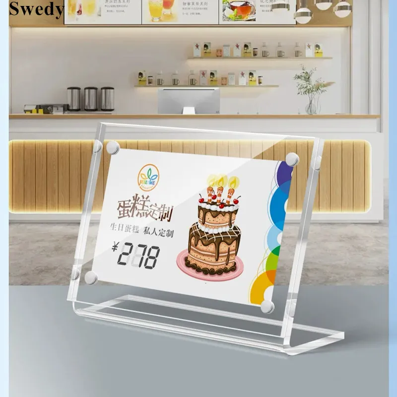 10 Pieces 90x60mm L Shape Magnetic Acrylic Sign Holder Display Stand Menu Paper Holder Small Table Price Label Paper Card Holder