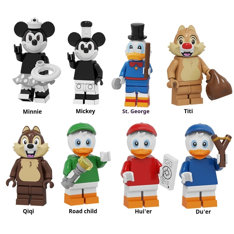 

Disney PG8279 Минни, Микки, Святой Джордж, Тити, Цици, Дорогой ребенок, Хуэйер,Du'er Кирпичные фигурки, строительная фигурка, игрушка