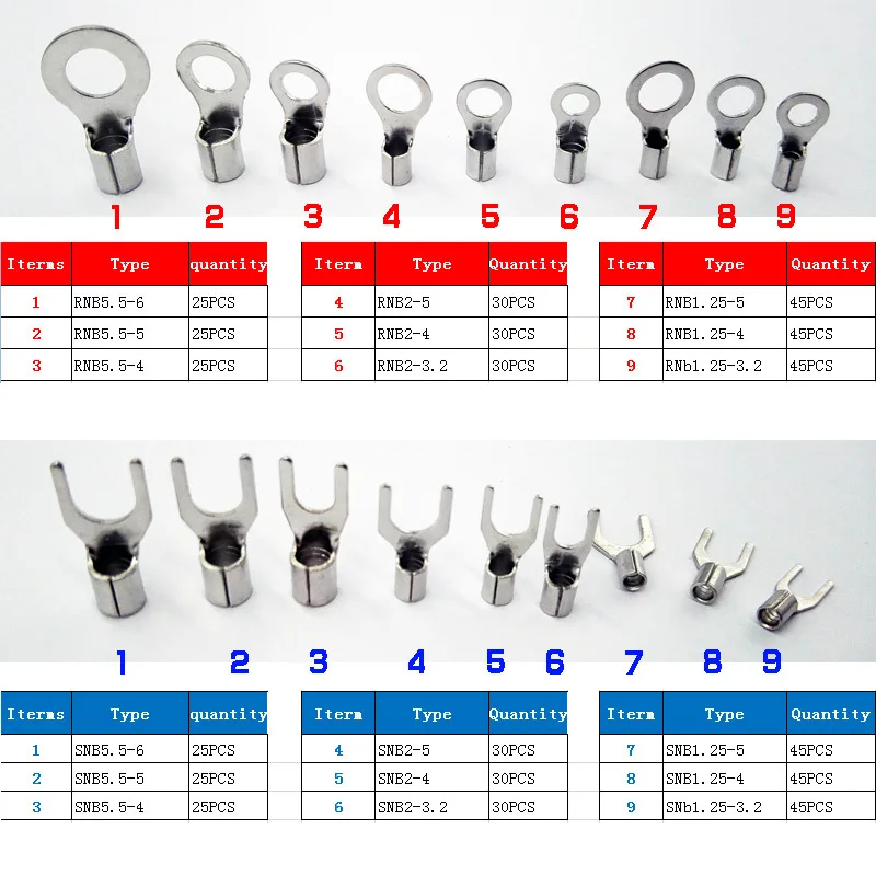 600Pcs/Box Bare Crimp Terminals Waterproof Quick Connect Ring & Spade Wire Connectors