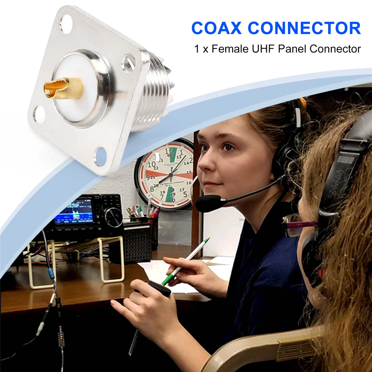 Connettore coassiale a tazza di saldatura a forma quadrata con jack femmina UHF SO-239 per radioamatori