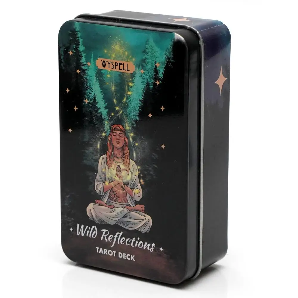 Wild Reflections Tarot Deck 10.3*6cm 78 Pcs Nature-Inspired Tarot Cards for Beginners with Green Gilded Edges In A Tin Box