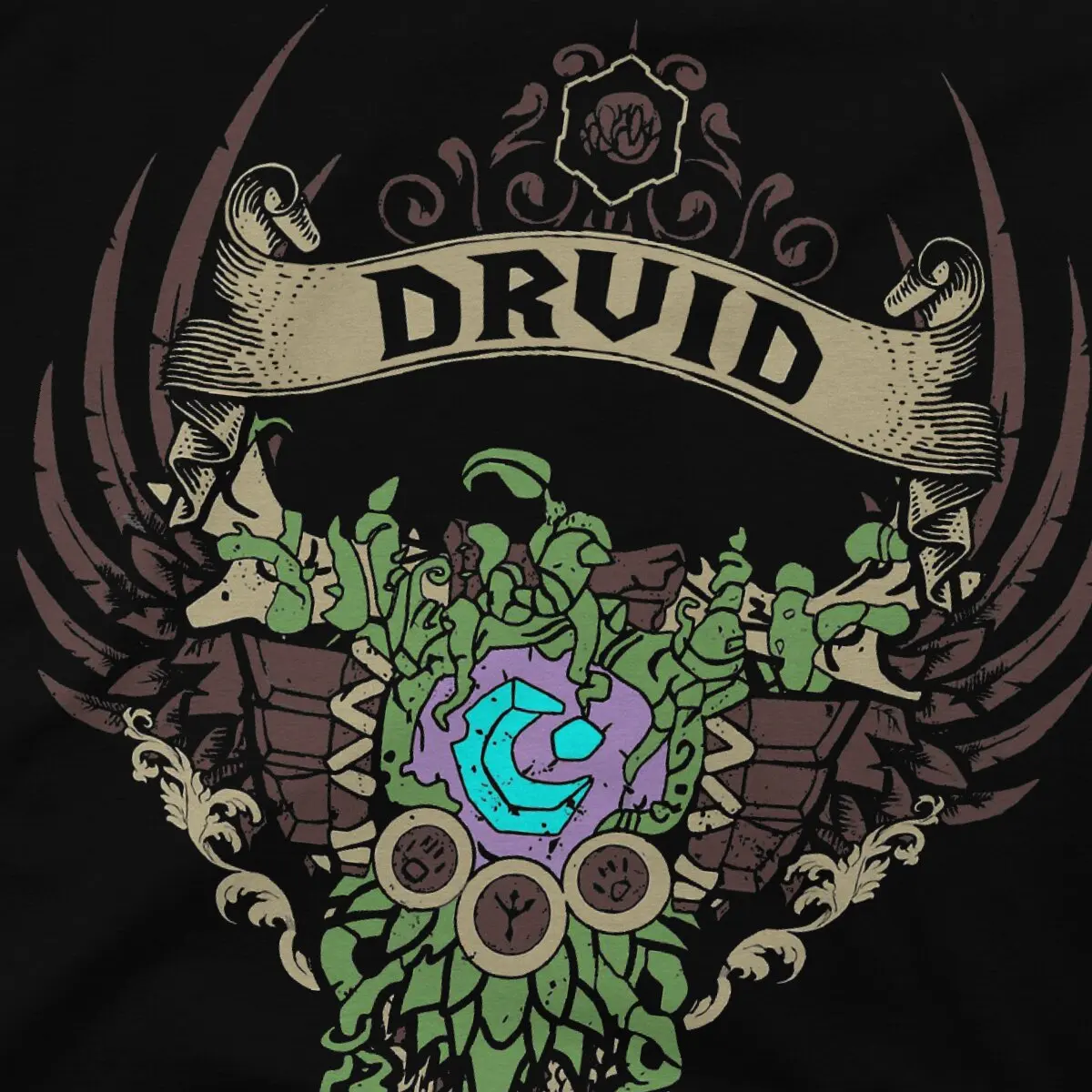 World Of Warcraft WOW Game Creative TShirt for Men DRUID ELITE EDITION Round Neck Basic T Shirt Distinctive Gift Clothes Tops