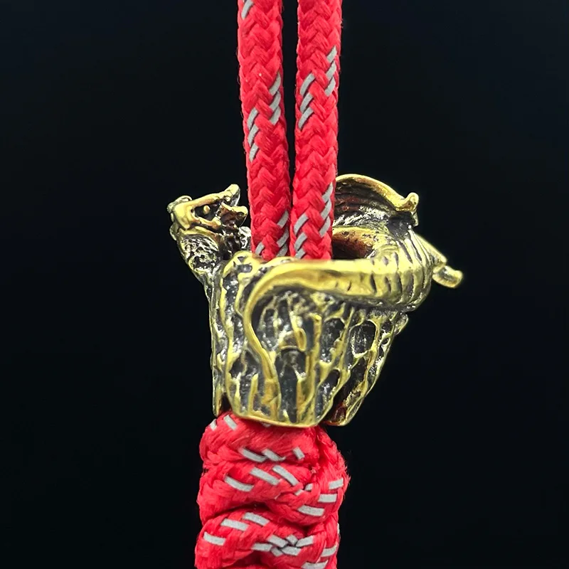 Brass Rock Climbing Dinosaur Knife Bead DIY Paracord Woven Bracelets Accessories Outdoor EDC Tool Umbrella Rope Lanyard Pendants