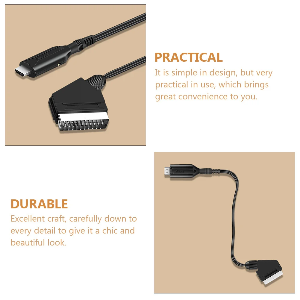 

Scart to Video Converter 1080P Audio Video Adapter Support 480I 576I Signal Conversion for Vcr Dvd Plug and Play Portable