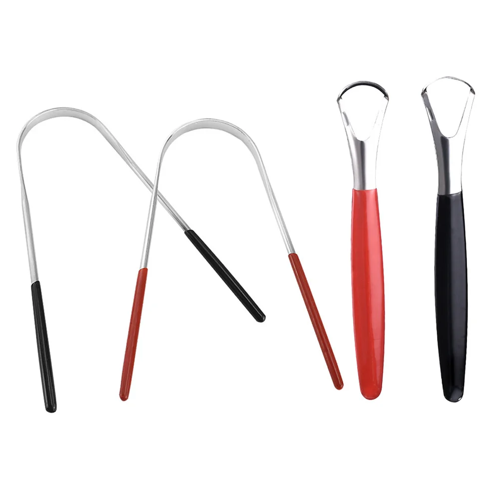 4 قطعة منظفات اللسان مجموعة تنظيف الفم خفيفة الوزن المحمولة تحسين التنفس تصميم مريح مكشطة اللسان #6