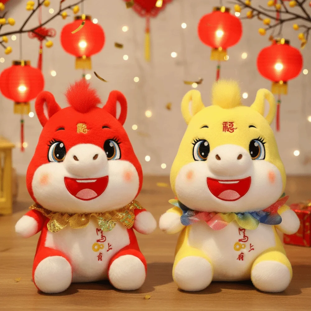 Adorabili bambole mascotte cavallo bambola di peluche carino buona fortuna cavallo farcito giocattolo soffice Kawaii zodiaco pony figurine arredamento festivo