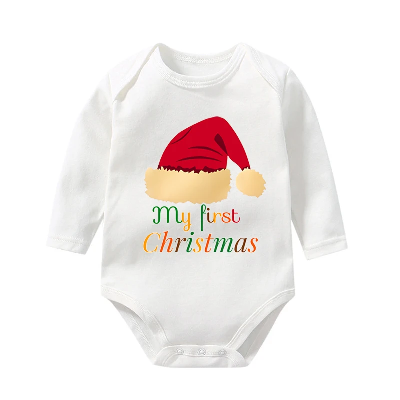 My 1st Christmas Baby Bodysuits Cotton Newborn Xmas Party Clothes Infant Boys Long Sleeve Rompers Baby Girls Print Jumpsuits