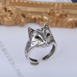 Buyee 925 Sterling Silver Female Ring Finger Cute Fox Open Ring Women Fashion Animal Fine Jewelry Circle Gift