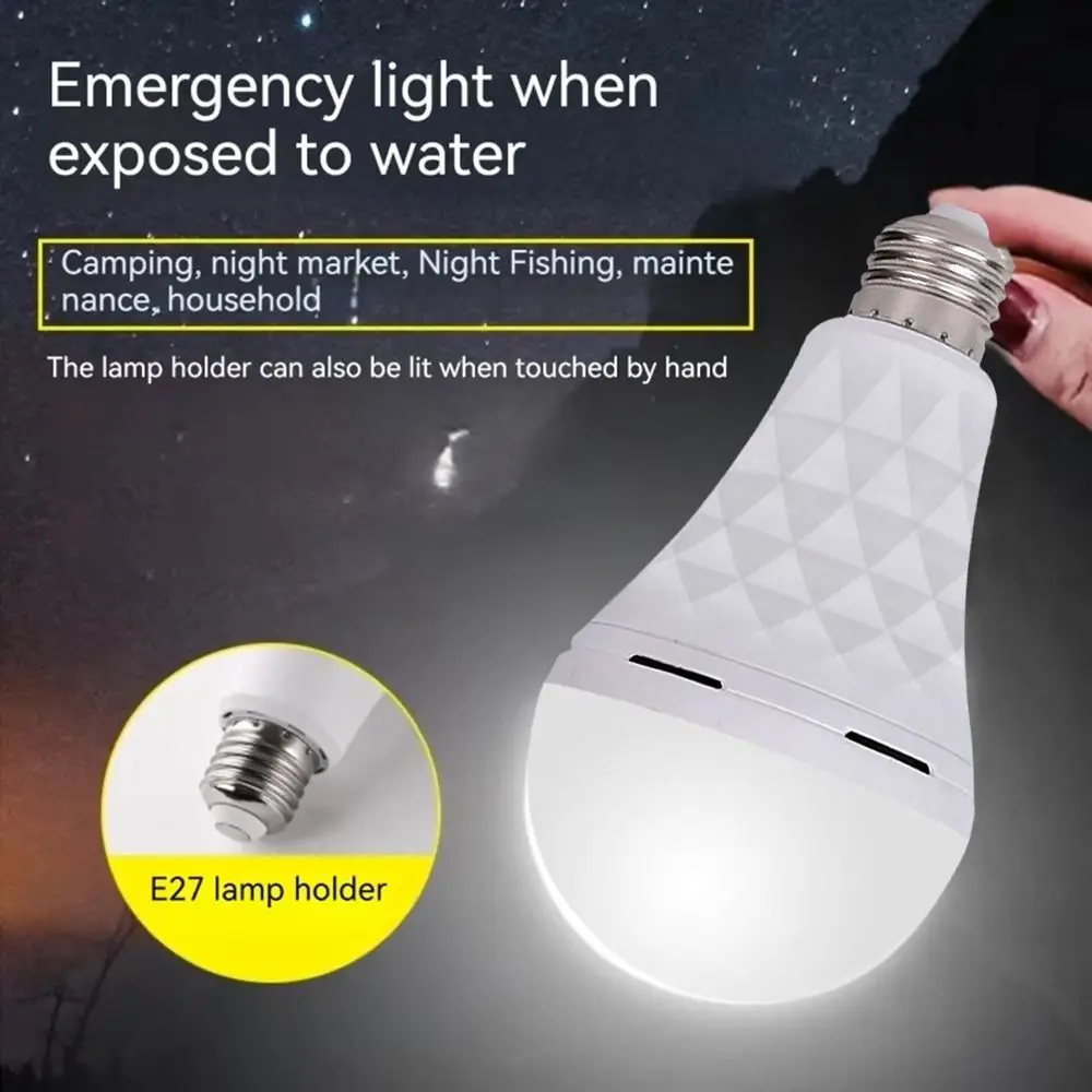 New Rechargeable Emergency Light Bulb E27 7W 9W 12W 15W Emergency Bulb Portable Flicker-Free LED Bulb Light Power Failure