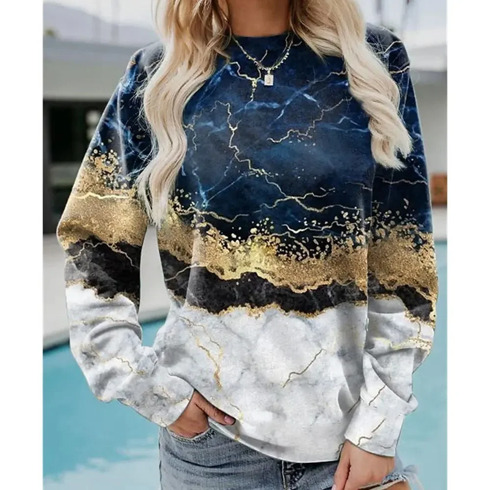 À la mode décontracté rétro motif géométrique col rond chemise pulls confortable velours à manches longues pull hiver pour les femmes