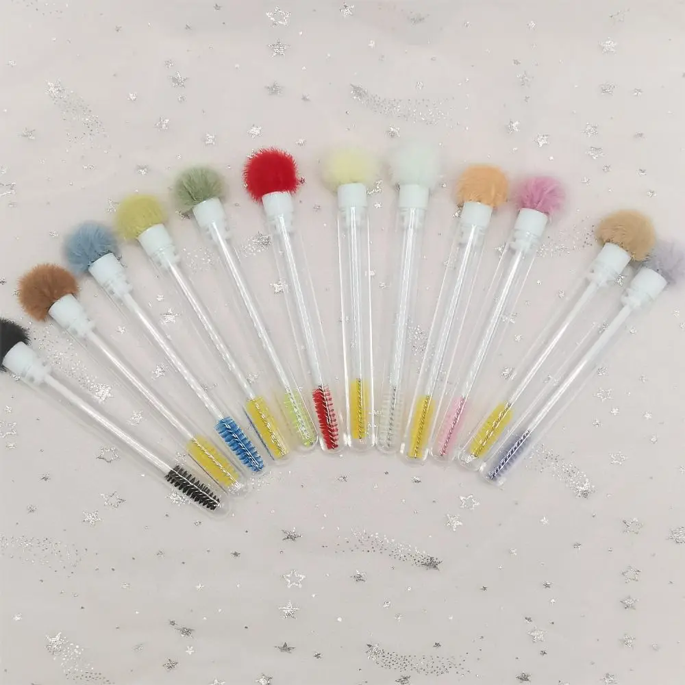 Fluffy Hairball Mascara Brush Dust Proof Transparent Tube Tube Eyelash Brush Dust-proof Multicolor Eyelashes Brushes Comb