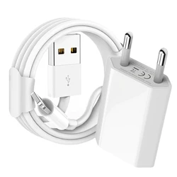 Carregador USB USB da UE para iPhone, Carregamento Rápido, Acessórios Apple, 7, 8, 14 Plus, 6, 6S, X, XR, XS Max, 11, 12, 13 Pro, SE